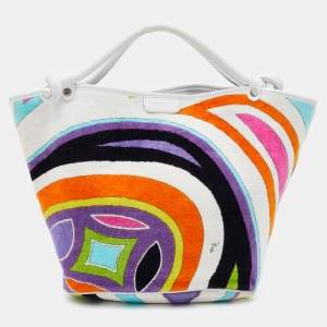 Emilio Pucci Multicolor Printed Velvet and Leather Hobo