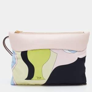 Emilio Pucci Multicolour Printed Canvas and Leather Wristlet Clutch