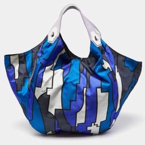 Emilio Pucci Multicolor Printed Nylon and Leather Hobo