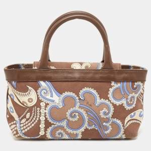 Emilio Pucci Multicolor Printed Canvas and Leather Tote