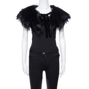 Emporio Armani Black Fur Collar 