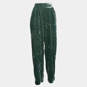 Pre Owned Emporio Armani Green Velvet Pleated Trousers S