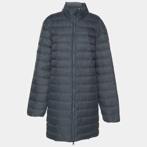 Emporio Armani Grey Quilted Nylon Zip Up Jacket M