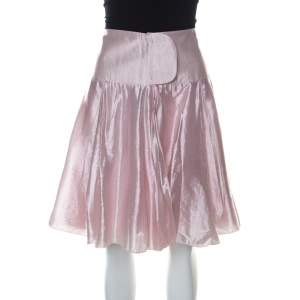 Pre Owned Emporio Armani Metallic Pink Short Flared Skirt M 