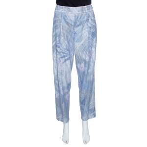 Pre Owned Emporio Armani Elite Blue Crystal Embellished Trousers S