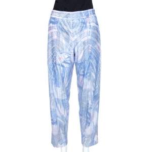 Pre Owned Emporio Armani Elite Blue Crystal Embellished Trousers S