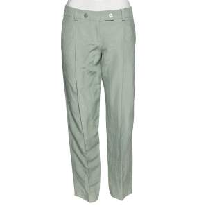 Pre Owned Emporio Armani Light Green Linen & Silk Trousers S