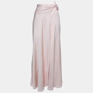 Pre Owned Emporio Armani Blush Pink Satin Wrap Skirt M