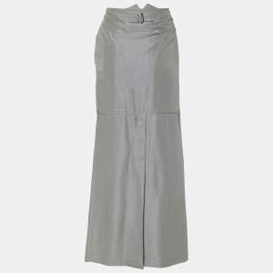 Pre Owned Emporio Armani Grey Jacquard Maxi Skirt M