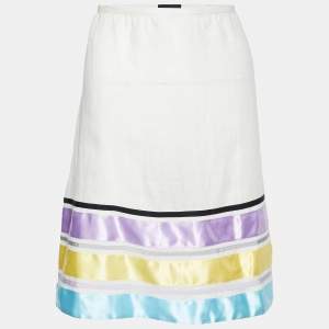 Emporio Armani Off-White Ramie Contrast Trim Mini Skirt M