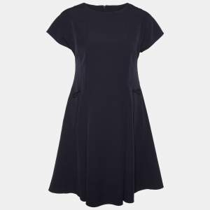 Pre Owned Emporio Armani Black Crepe Knee Length Dress M