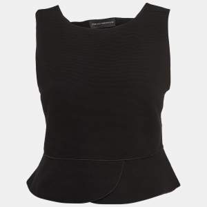 Emporio Armani Black Knit Sleeveless Cut-Out Crop Top M