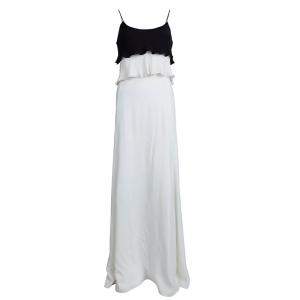 Pre Owned Emporio Armani Elite Monochrome Overlay Flared Gown S
