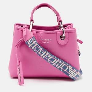 Pre Owned Emporio Armani Pink Leather Small MyEA Shopper Tote