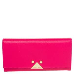 Emporio Armani Pink Leather Flap Continental Wallet
