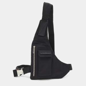 Emporio Armani Black Nylon Logo Belt Bag