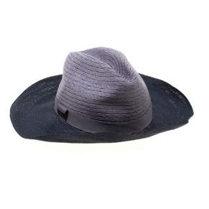 Pre Owned Emporio Armani Grey Ombre Fedora Straw Hat Size 57