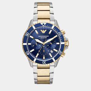 Emporio Armani Seliver Gold Blue Steel Watch