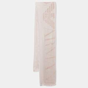 Emporio Armani Pink Eagle Logo Velvet and Modal Scarf