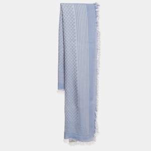 Emporio Armani Blue Monogram Modal Scarf 