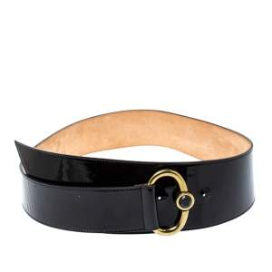 Emporio Armani Black Patent Leather Wide Belt 85CM