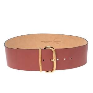 Emporio Armani Rose Gold Leather Waist Buckle Belt 