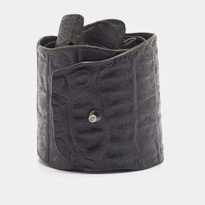 Pre Owned Emporio Armani Black Croc Embossed Leather Waist Belt 85CM