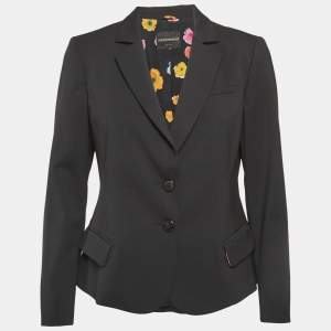 Pre Owned Emporio Armani Black Wool Single Breasted Blazer M