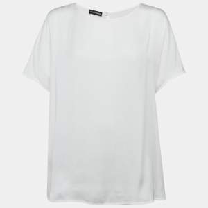 Pre Owned Emporio Armani White Crepe Top XXL