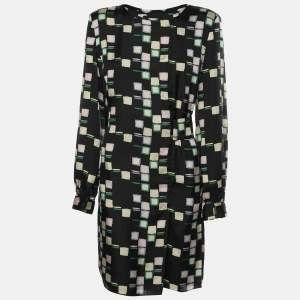 Emporio Armani Black Printed Crepe Mini Dress M