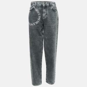 Emporio Armani Black Washed and Logo Print Denim Jeans M Waist 29"