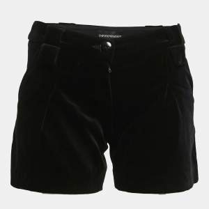 Pre Owned Emporio Armani Black Velvet Shorts S