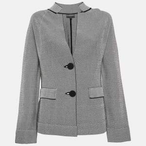 Armani Black/White Knit Button Front Jacket M