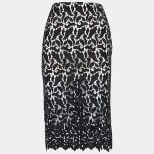 Emporio Armani Black Lace Midi Skirt S