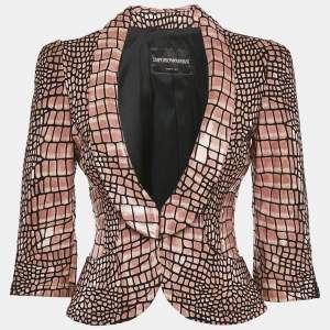 Emporio Armani Pink/Black Python Pattern Leather Jacket S