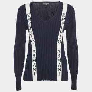 Emporio Armani Icon Navy Blue Logo Cotton Knit Jumper XL