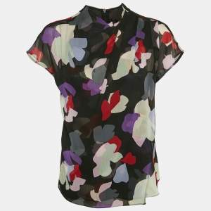 Emporio Armani Black Abstract Print Crepe Top M
