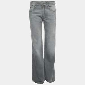 Emporio Armani Grey Washed Denim Wide Leg Jeans Waist 28"