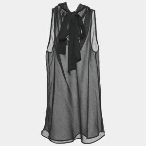 Emporio Armani Black Sheer Crepe Sleeveless Top M