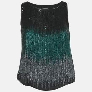 Emporio Armani Black Sequin Silk Tank Top M
