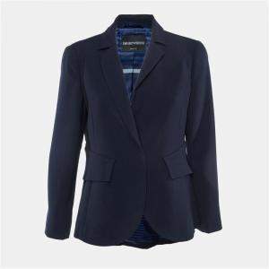 Pre Owned Emporio Armani Navy Blue Crepe Button Front Blazer L 