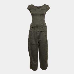 Emporio Armani Grey Checks Cotton Top and Pants Set S