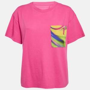 Emporio Armani Pink Mesh Pocket Detail Cotton T-Shirt M