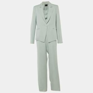 Emporio Armani Pale Blue Crepe Pant Suit L