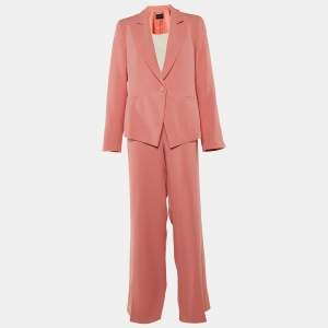 Emporio Armani Pink/White Crepe Top & Suit Set L