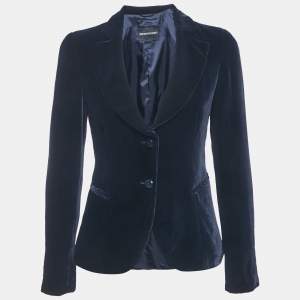 Emporio Armani Navy Blue Purple Single Breasted Blazer M