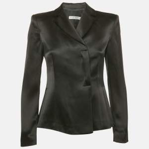 Emporio Armani Black Satin Crossover Blazer M