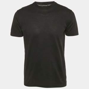 Pre Owned Emporio Armani Black Stripe Knit Short Sleeve T-Shirt S