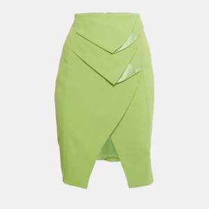 Pre Owned Emporio Armani Green Crepe Pencil Skirt M