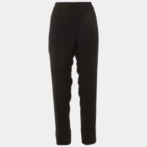 Pre Owned Emporio Armani Black Crepe Regular Fit Pants M